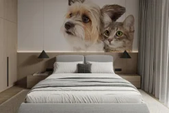 Fototapeta: Piesek i kot portret na białym tle