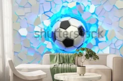 Fototapeta: Piłka futbolowa na podświetlonych kafelkach