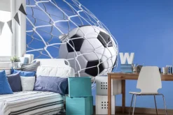 Fototapeta: Piłka futbolowa w bramce