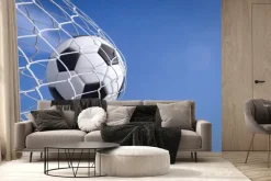 Fototapeta: Piłka futbolowa w bramce