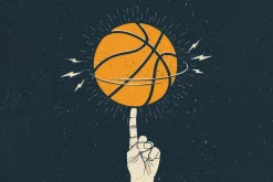 Fototapeta: Piłka koszykarska kręcąca się na palcu