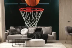 Fototapeta: Piłka koszykarska wpadająca do kosza
