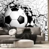Fototapeta: Piłka nożna przebijająca mur 3d