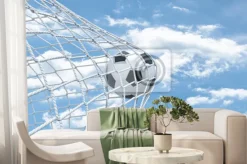 Fototapeta: Piłka nożna w białej siatce