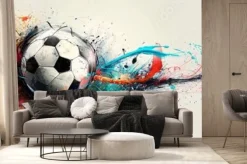 Fototapeta: Piłka nożna w kolorowych muśnięciach