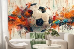 Fototapeta: Piłka nożna w pomarańczowych farbach