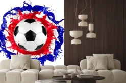 Fototapeta: Piłka nożna w rozbryzgach farby w barwach flagi francji