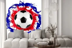 Fototapeta: Piłka nożna w rozbryzgach farby w barwach flagi francji