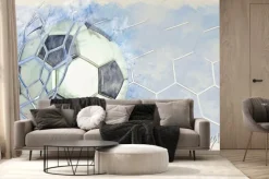 Fototapeta: Piłka nożna w siatce bramki