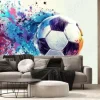 Fototapeta: Piłka nożna z kolorową farbą w locie