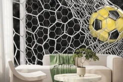 Fototapeta: Piłka w bramce dynamiczne ujęcie