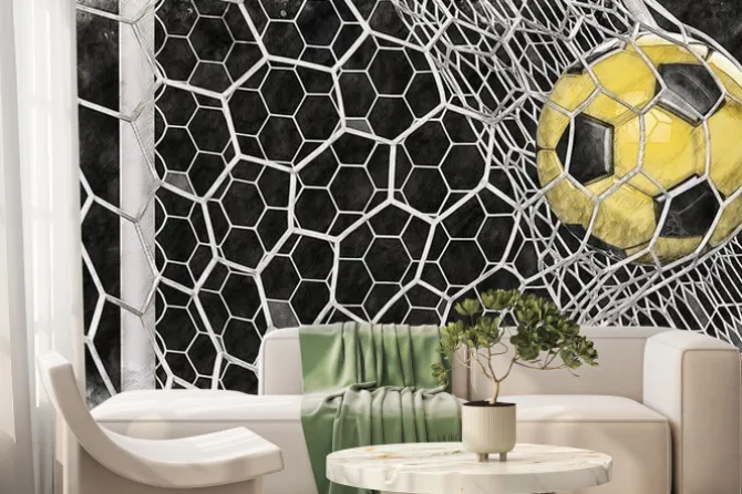 Fototapeta: Piłka w bramce dynamiczne ujęcie