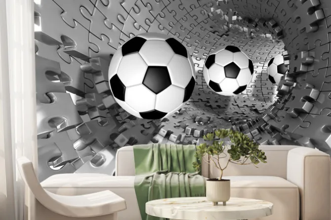 Fototapeta: Piłki nożne w tunelu 3d