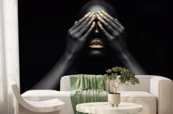 Fototapeta: Piękna dziewczyna ze złotym makijażem