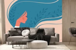 Fototapeta: Piękna kobieta z kwiatowymi elementami