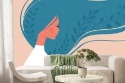 Fototapeta: Piękna kobieta z kwiatowymi elementami