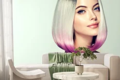 Fototapeta: Piękna kobieta farbowania włosów. modna fryzura. krótki krótki