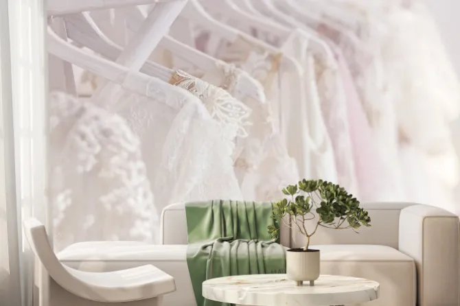 Fototapeta: Piękna odzież dla młodej w salonie