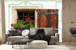 Fototapeta: Piękny dom na wsi z kwiatami