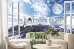 Fototapeta: Piękny krajobraz górski, widok z okna.