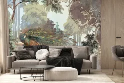 Fototapeta: Piękny paw wśród liści w stylu vintage