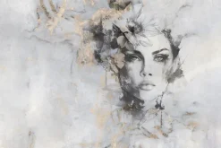 Fototapeta: Piękny portret kobiety na betonie z elementami złota