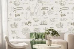 Fototapeta: Piracki wzór ze statkami i kompasami