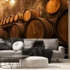 Fototapeta: Piwnica pełna drewnianych beczek z winem