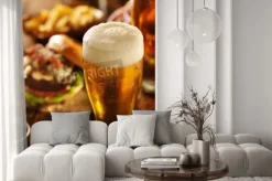 Fototapeta: Piwo hamburgery w restauracji tabeli