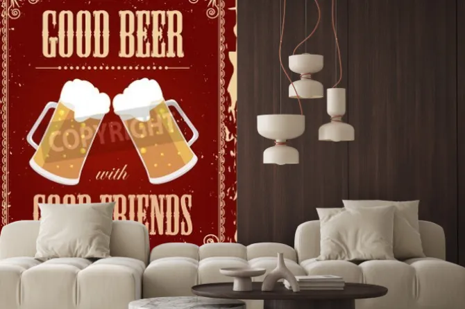 Fototapeta: Piwo vintage plakat z efektami grunge.