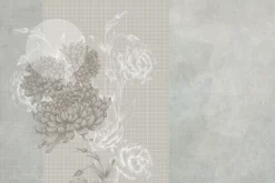 Fototapeta: Piwonie i róże na tle kratki
