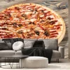 Fototapeta: Pizza na starym drewnianym biurku