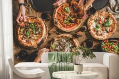 Fototapeta: Pizza party widok z góry na wspólny posiłek