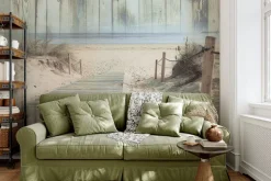 Fototapeta: Plaża z pomostem w imitacji drewnianych desek