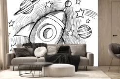 Fototapeta: Planety i rakieta w kosmosie