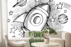 Fototapeta: Planety i rakieta w kosmosie