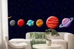Fototapeta: Planety układu słonecznego na ciemnym tle