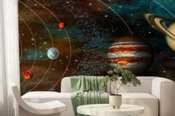 Fototapeta: Planety układu słonecznego na orbitach w 3d