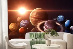 Fototapeta: Planety układu słonecznego i słońce w tle