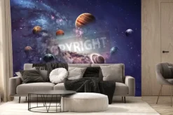 Fototapeta: Planety w przestrzeni kosmicznej z galaktyką