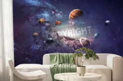 Fototapeta: Planety w przestrzeni kosmicznej z galaktyką