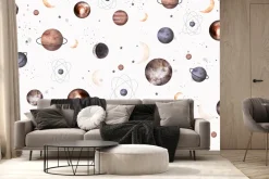 Fototapeta: Planety z księżycami i gwiazdami