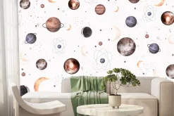 Fototapeta: Planety z księżycami i gwiazdami