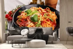 Fototapeta: Plate of delicious spaghetti bolognaise or bolognese with savory