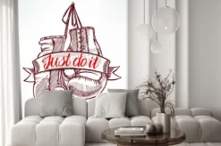 Fototapeta: Po prostu to zrób. czerwone rękawice bokserskie. ręcznie rysowane