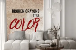 Fototapeta: Połamane kredki jeszcze kolor: pozytywny cytat