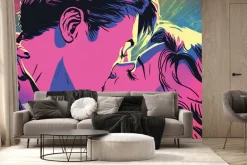 Fototapeta: Pocałunek kobiety i mężczyzny w stylu pop art