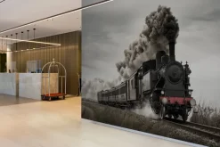 Fototapeta: Pociąg parowy krajobraz w stylu vintage