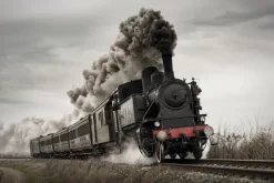 Fototapeta: Pociąg parowy krajobraz w stylu vintage