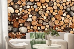 Fototapeta: Pocięte pnie drewna na opał